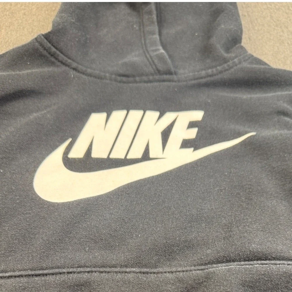 Nike Kids Pullover‎ Hoodie Sweatshirt Black Graphic Logo Size 6-7 Years